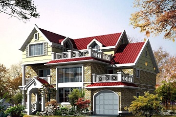 三層精致的自建復(fù)式小別墅，占地154㎡，帶有室內(nèi)車庫
