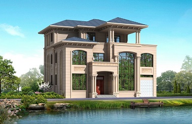高端歐式三層自建別墅設(shè)計(jì)圖，帶有室內(nèi)車庫(kù)