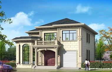 造價(jià)40萬(wàn)左右占地200平方米二層自建房屋設(shè)計(jì)圖，帶有室內(nèi)車庫(kù)