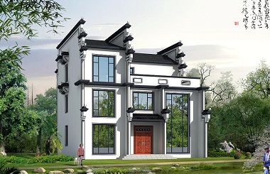 高端徽派三層自建別墅設(shè)計(jì)圖，端莊大氣，自建房屋首選