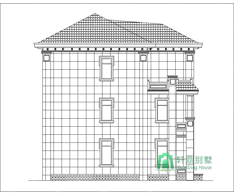農(nóng)村三層帶車庫自建別墅設(shè)計圖左立面.jpg