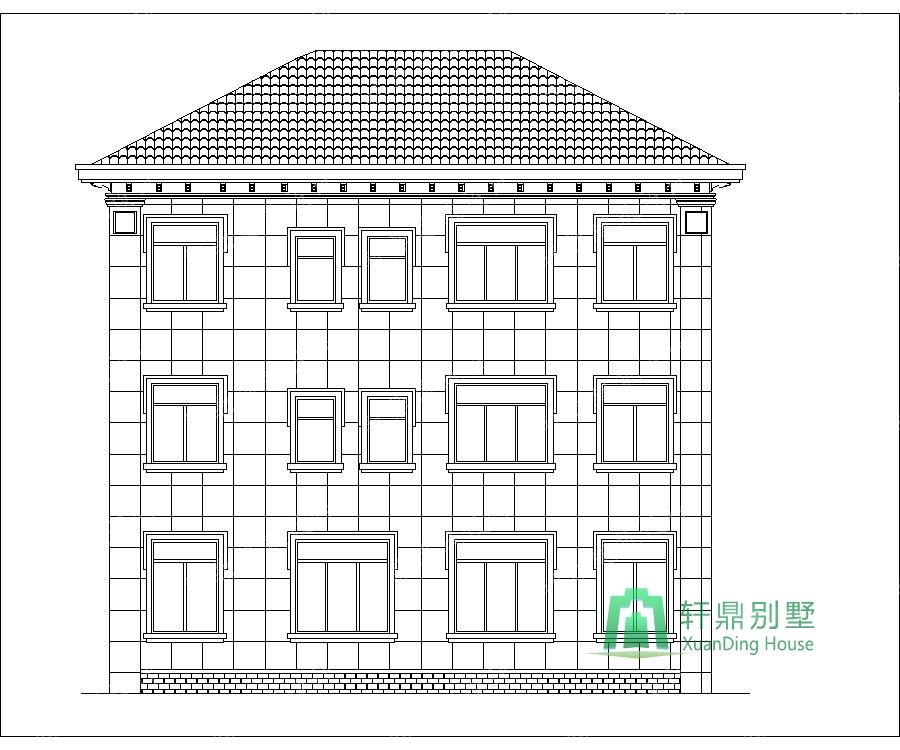農(nóng)村三層帶車庫自建別墅設(shè)計圖背立面.jpg