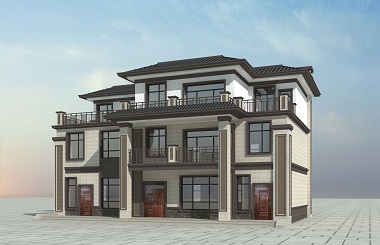 新中式兩梯兩戶三層自建別墅設(shè)計(jì)圖，美觀實(shí)用