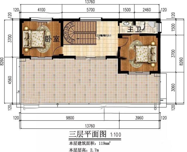100平方米現(xiàn)代風格的小型家庭別墅設計