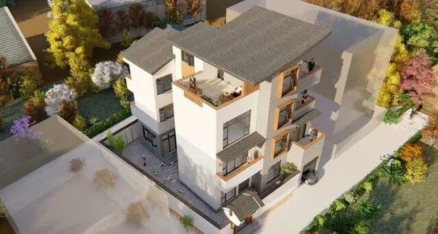四層建筑，一種新的中式風格，已經(jīng)成為村莊最明亮的角落！