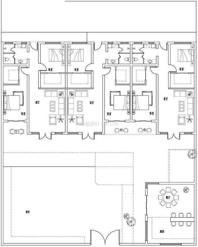 該建筑的首層空間配有幾間臥室，具有基本的公共功能空間戶外休閑空間和觀賞區(qū)，充分創(chuàng)造了優(yōu)雅浪漫的生活方式！