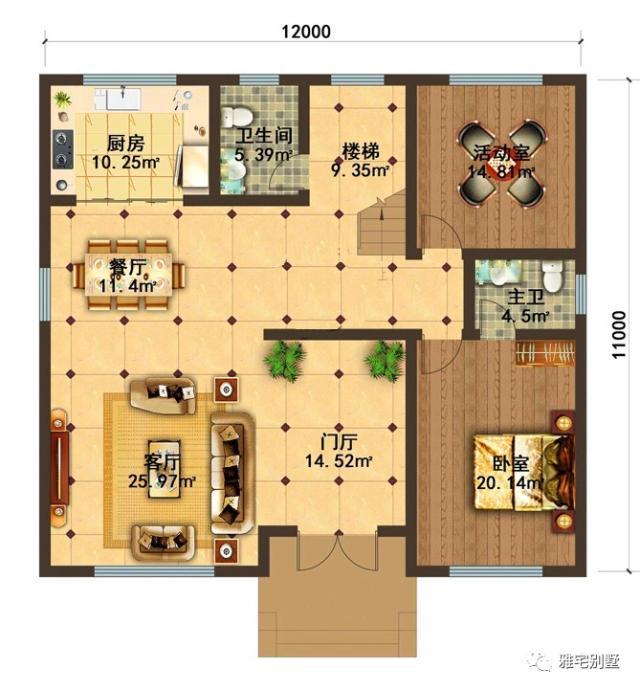 今天給大家?guī)硪豢罱浀涞臍W式風格別墅，造型層次豐富，造價不高，容易建造，外觀整體大氣美觀，建造一棟村里人都會羨慕。
