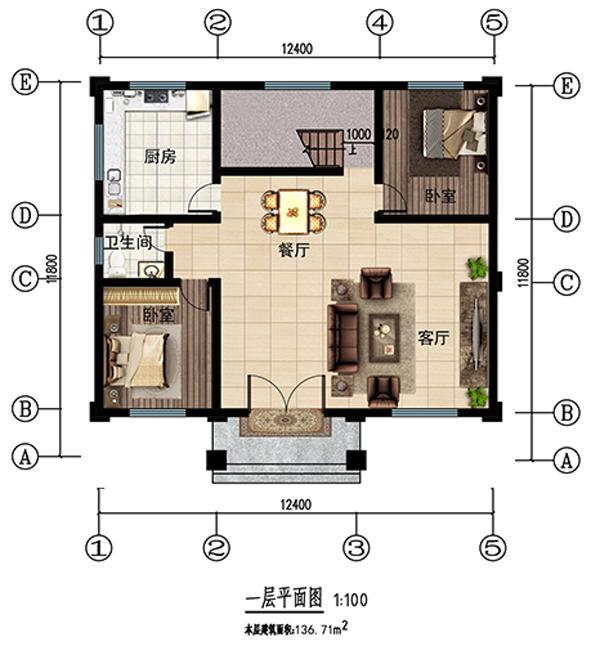 這款戶型是小編個(gè)人認(rèn)為最美的一款二層設(shè)計(jì)，美觀性和實(shí)用性兼顧，主體二十來(lái)萬(wàn)在老家建一棟，肯定比其他人的都漂亮!