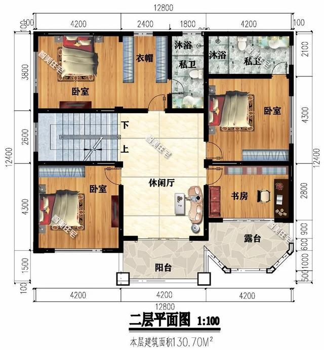 下面兩棟面寬尺寸均為12.8米的二層別墅，第一棟別墅廚房單獨建，外觀都非常驚艷，第二棟別墅外墻面貼滿了文化石。