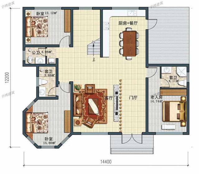 今天就推薦這套非常大氣實(shí)用的二層農(nóng)村別墅戶型，建造它，不僅有面子，還能讓你更加輝煌騰達(dá)。
