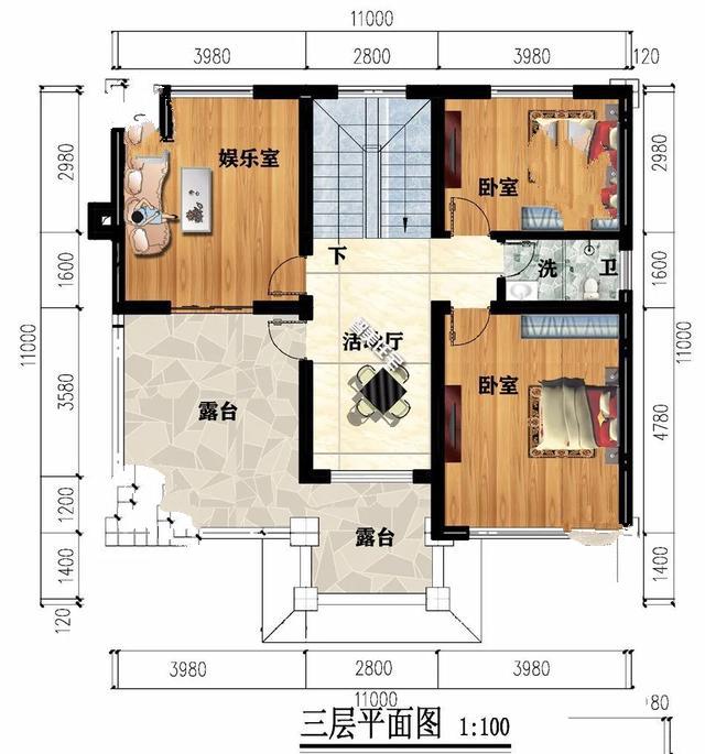 兩棟建筑尺寸相同的別墅，1111米，從各個(gè)角度看都是簡歐洲風(fēng)格。有時(shí)候宅基地很大，但我不想建太大的別墅。主要原因是房子越大，成本越高!
