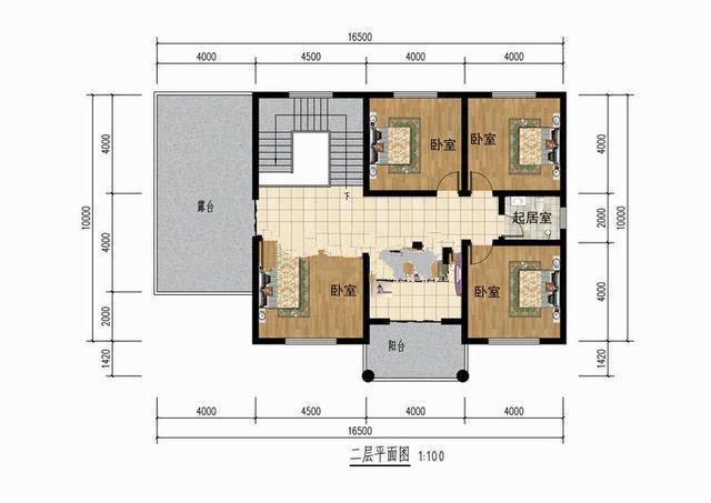 農(nóng)村二層住宅建筑的設(shè)計圖，有一個大的下拉窗口設(shè)計，當(dāng)美麗的住宅在家鄉(xiāng)建成時，沒有什么可擔(dān)心的。