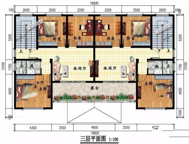 獨(dú)棟別墅設(shè)計(jì)成三層的公共房間，每個(gè)家庭有7間臥室，生活非常方便。
