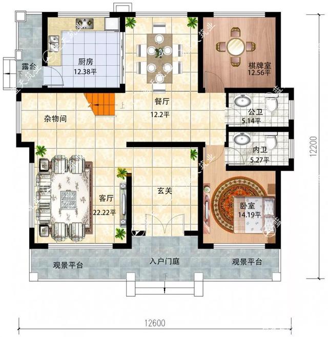 12.6米x 12.2m米經(jīng)濟別墅設計圖