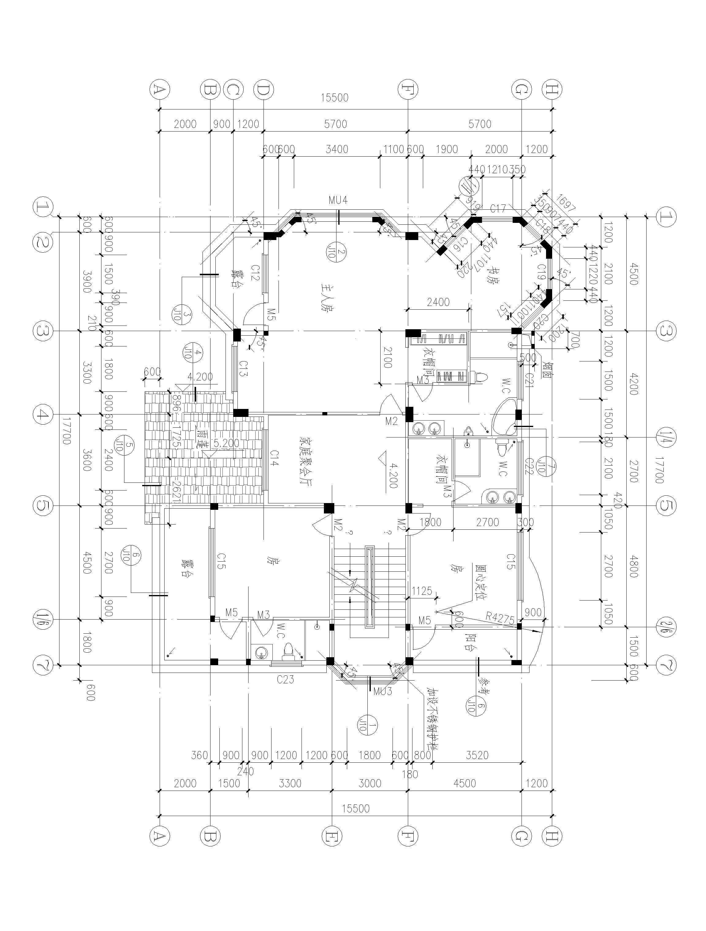 兩層半歐式別墅設(shè)計(jì)方案，適合多孩家庭，總建筑面積555㎡