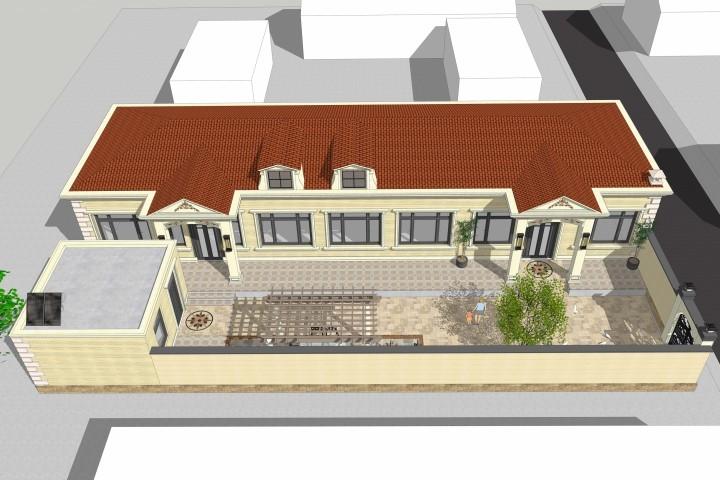 歐式農(nóng)村自建一層住宅別墅，26*14.8m新農(nóng)村自建一層案例別墅圖